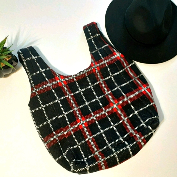💎NEW hansel from basel Plaid Cotton Shopper Bag - Picture 6 of 7